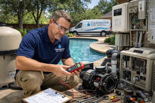Tomball tx pool pump repair diagnostic clearwater pool service