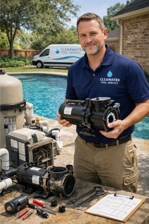 Tomball tx pool pump replacement technician clearwater pool service